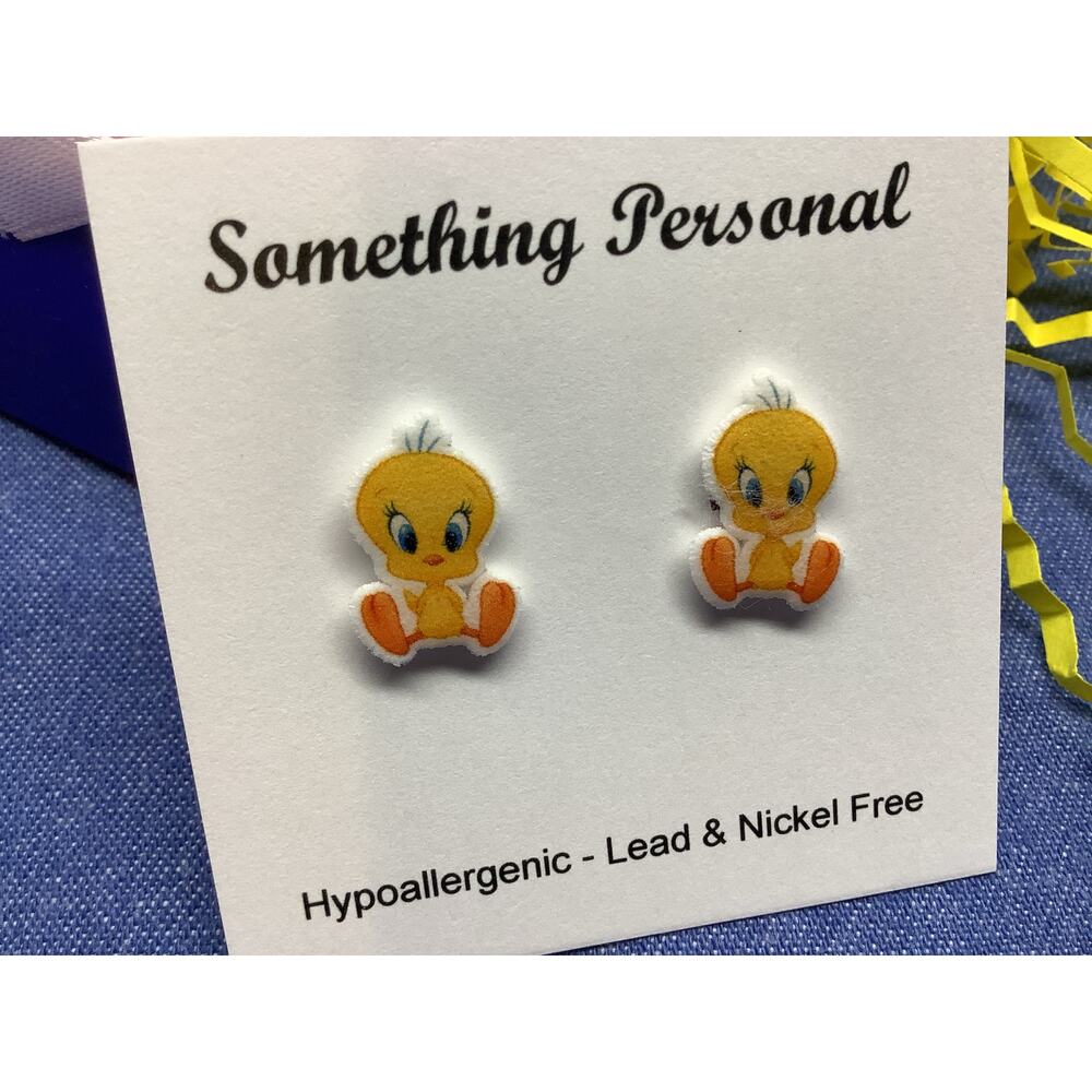 Tweety Bird - Looney Tunes Inspired Post Earrings - Gift Boxed - Chibi Cute